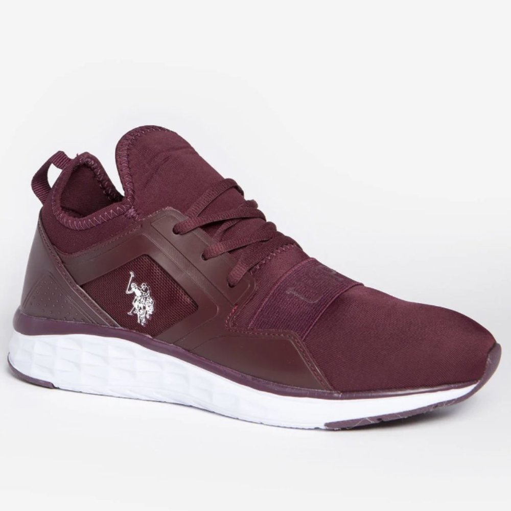 Ralph Lauren U.S. Polo Assn USPA Burgundy Pull On Running Breathable Sneakers - Picture 2 of 10
